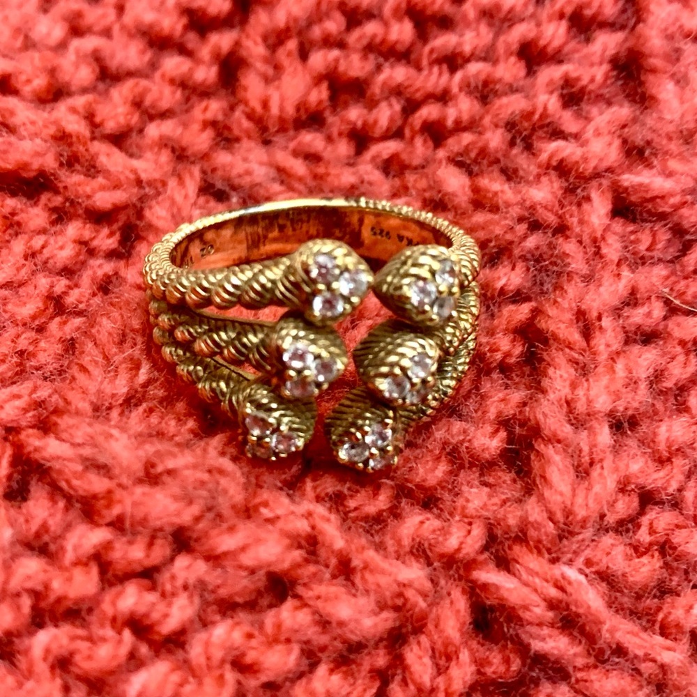 Judith Ripka Gold over sterling silver and Diamond Women's Ring size 9